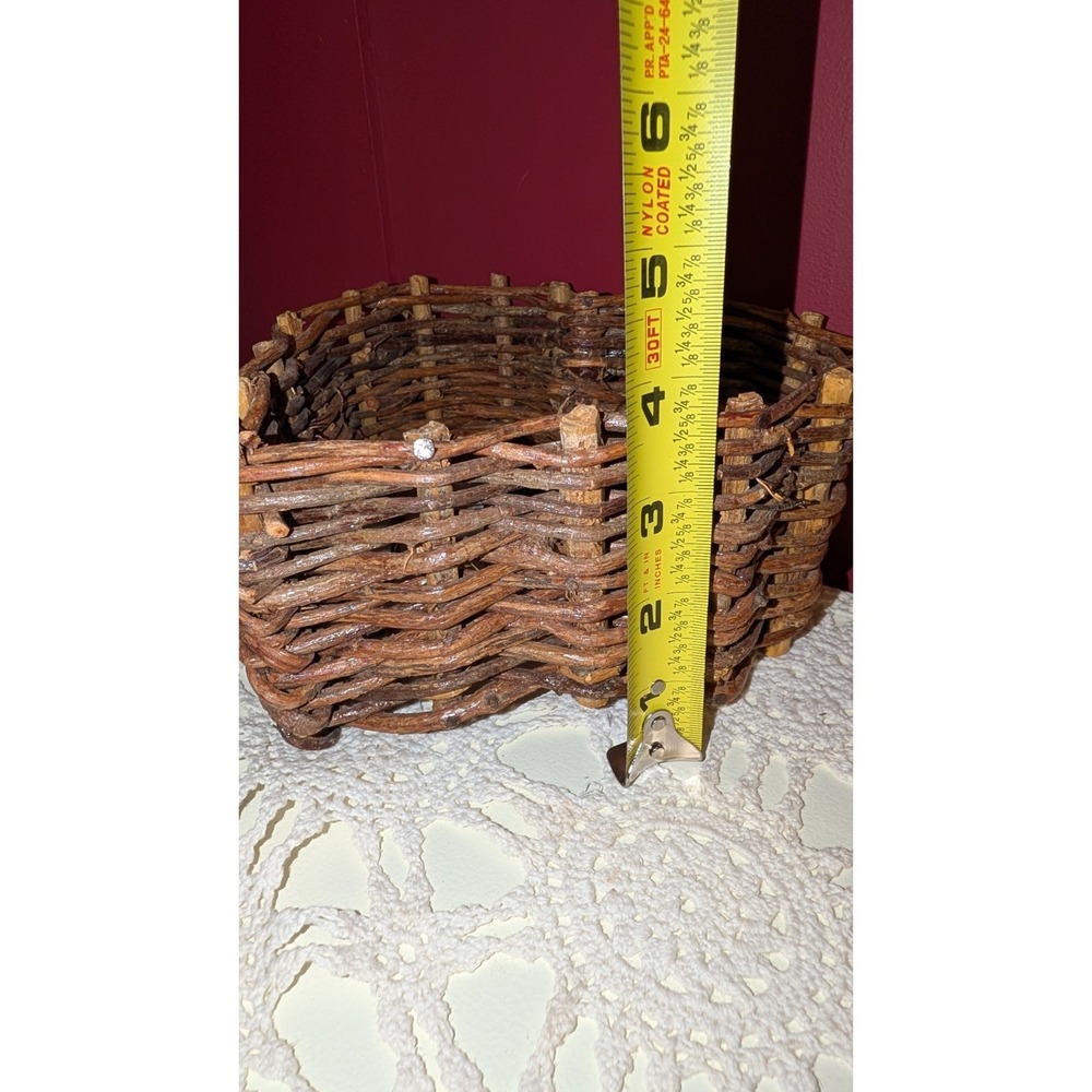 Vintage Lot 14" 7" Wooden Twig Vine Rustic Heart Shaped Basket Cottagecore Decor - Picture 10 of 10